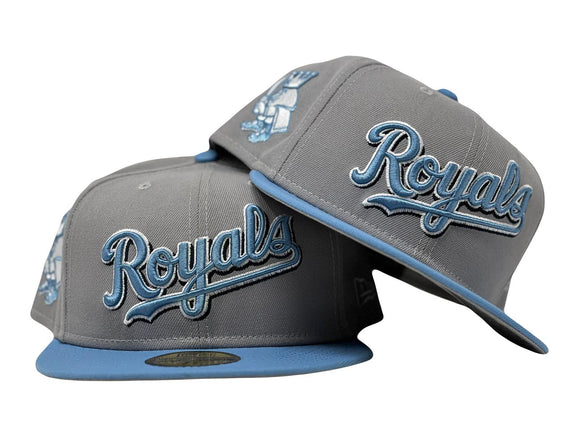 KANSAS CITY ROYALS GRAY BRIM NEW ERA FITTED HAT