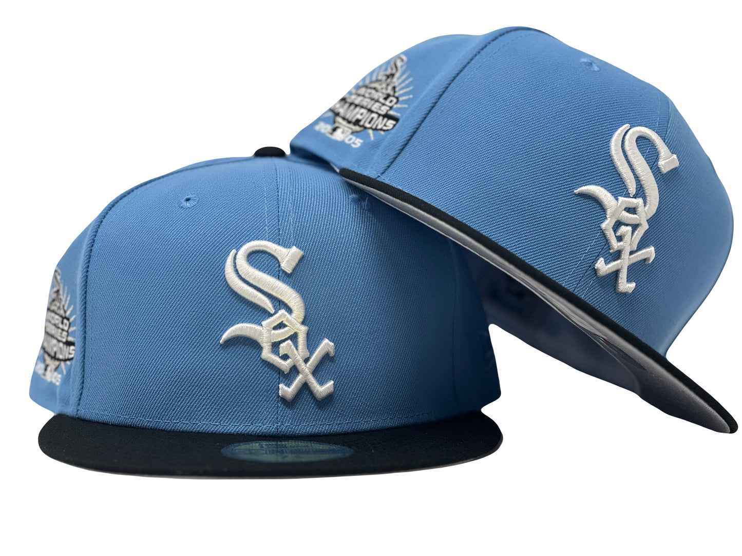 CHICAGO WHITE SOX 2005 WORLD CHAMPIONS SKY BLUE BLACK NEW ERA FITTED HAT