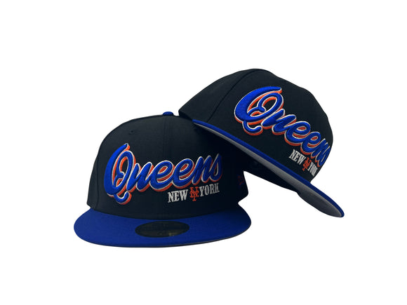 Queens New York Black/ Royal New Era Fitted Hat