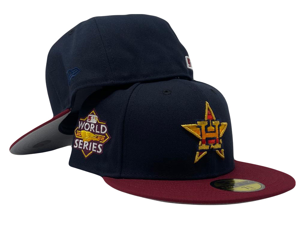 Navy Blue Houston Astros Gray Brim New Era Custom Fitted Hat