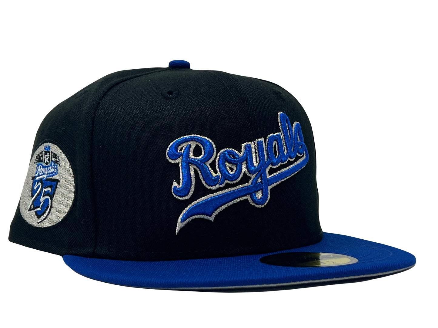 Kansas City Royals 25TH Anniversary Black/ Royal Gray Brim New Era Fitted Hat