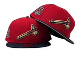 ATLANTA BRAVES 150TH ANNIVERSARY RED/ NAVY GRAY BRIM NEW ERA FITTED HAT