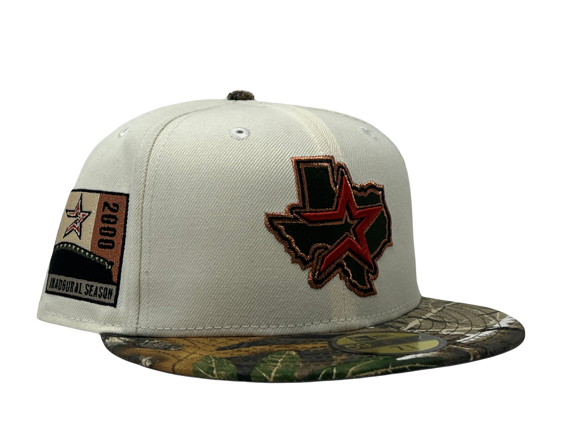 HOUSTON ASTROS 2010 INAUGURAL SEASON CHROME/ REAL TREE VISOR NEW ERA FITTED HAT