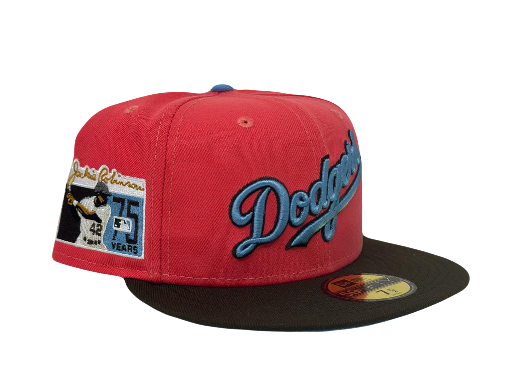 Coral LA Dodgers Jackie Robinson 75th Anniversary New Era Fitted