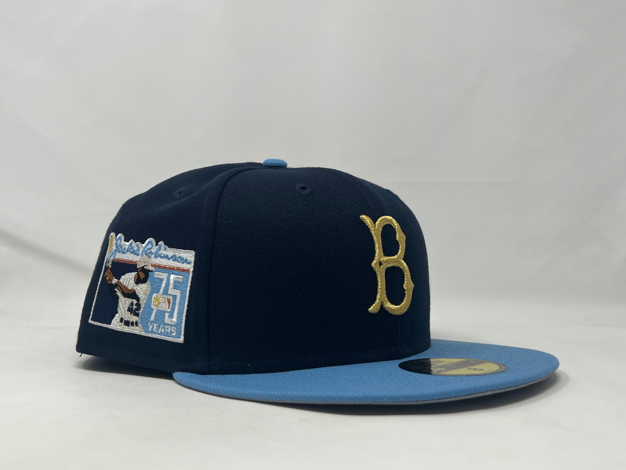 BROOKLYN DODGERS NEW ERA 59FIFTY JACKIE ROBINSON PATCH PINSTRIPE FITTED HAT  NWT