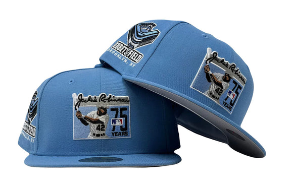 Jackie Robinson Ebbets Field Sky Blue Gray Brim New Era Fitted Hat