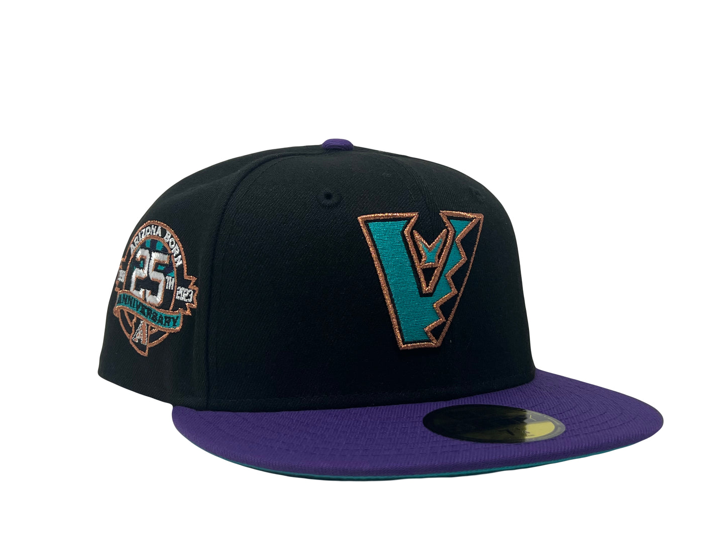 Arizona Diamondbacks 25th Anniversary "Up-Side Down" Front Logo Teal Brim New Era Fitted Hat