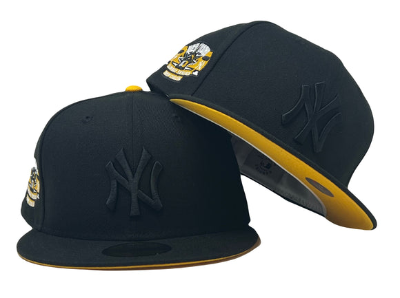 NEW YORK YANKEES SUBWAY SERIES ALL BLACK YELLOW BRIM NEW ERA FITTED HAT