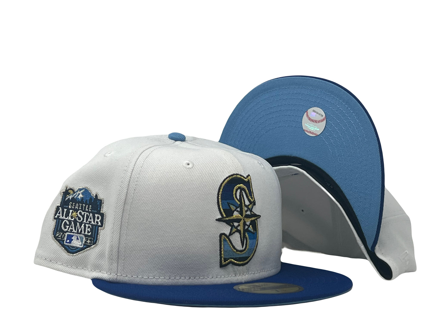 White & Royal Blue Seattle Mariners Faded Logo New Era Fitted Hat