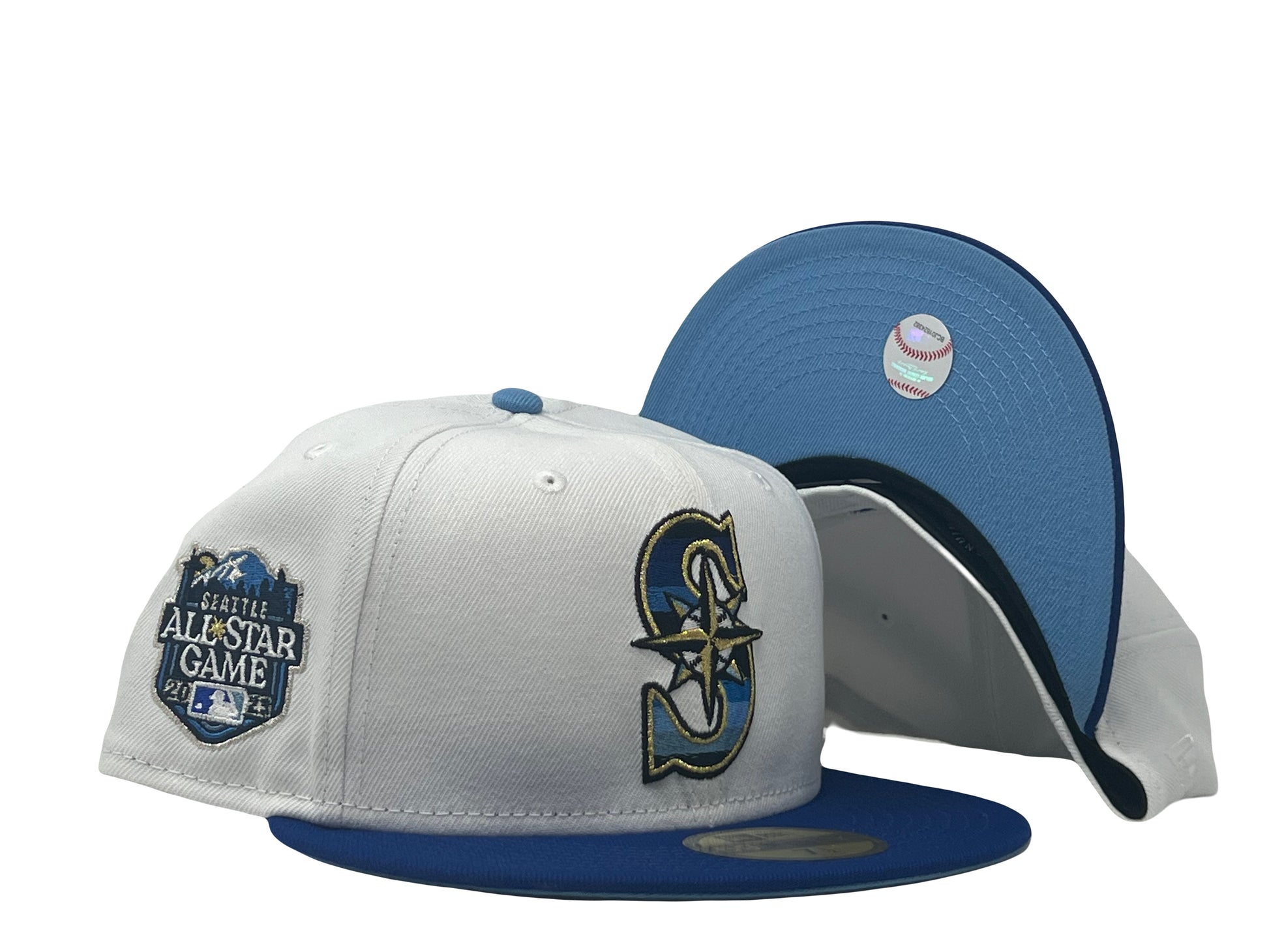 White & Royal Blue Seattle Mariners Faded Logo New Era Fitted Hat