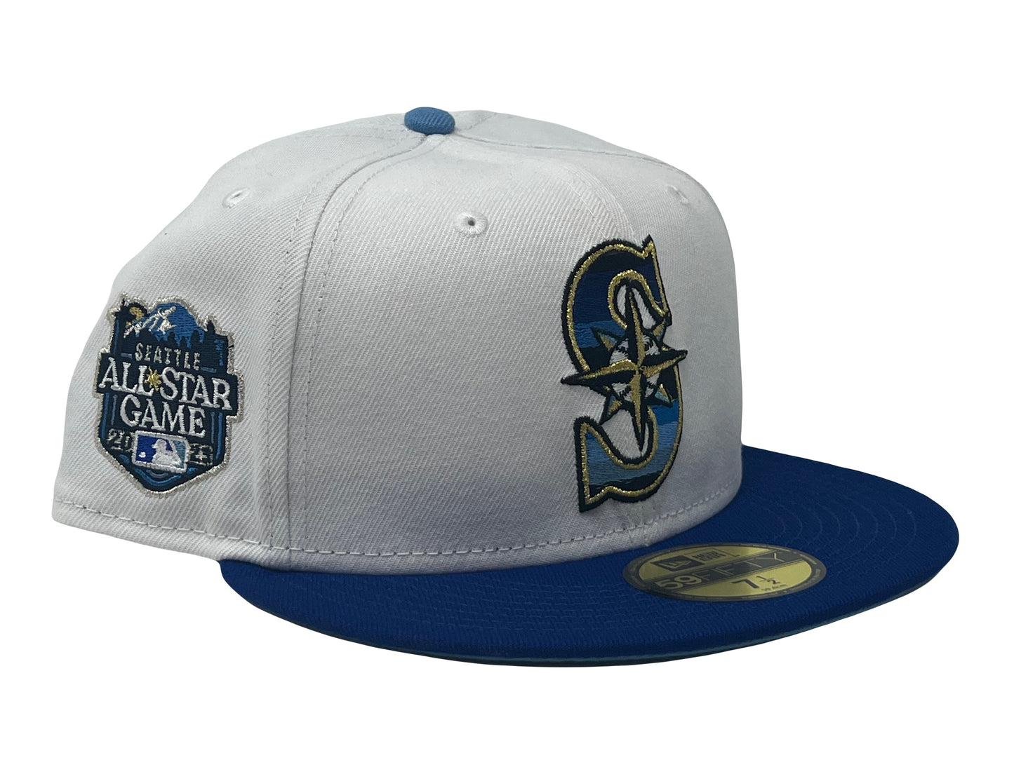 White & Royal Blue Seattle Mariners Faded Logo New Era Fitted Hat