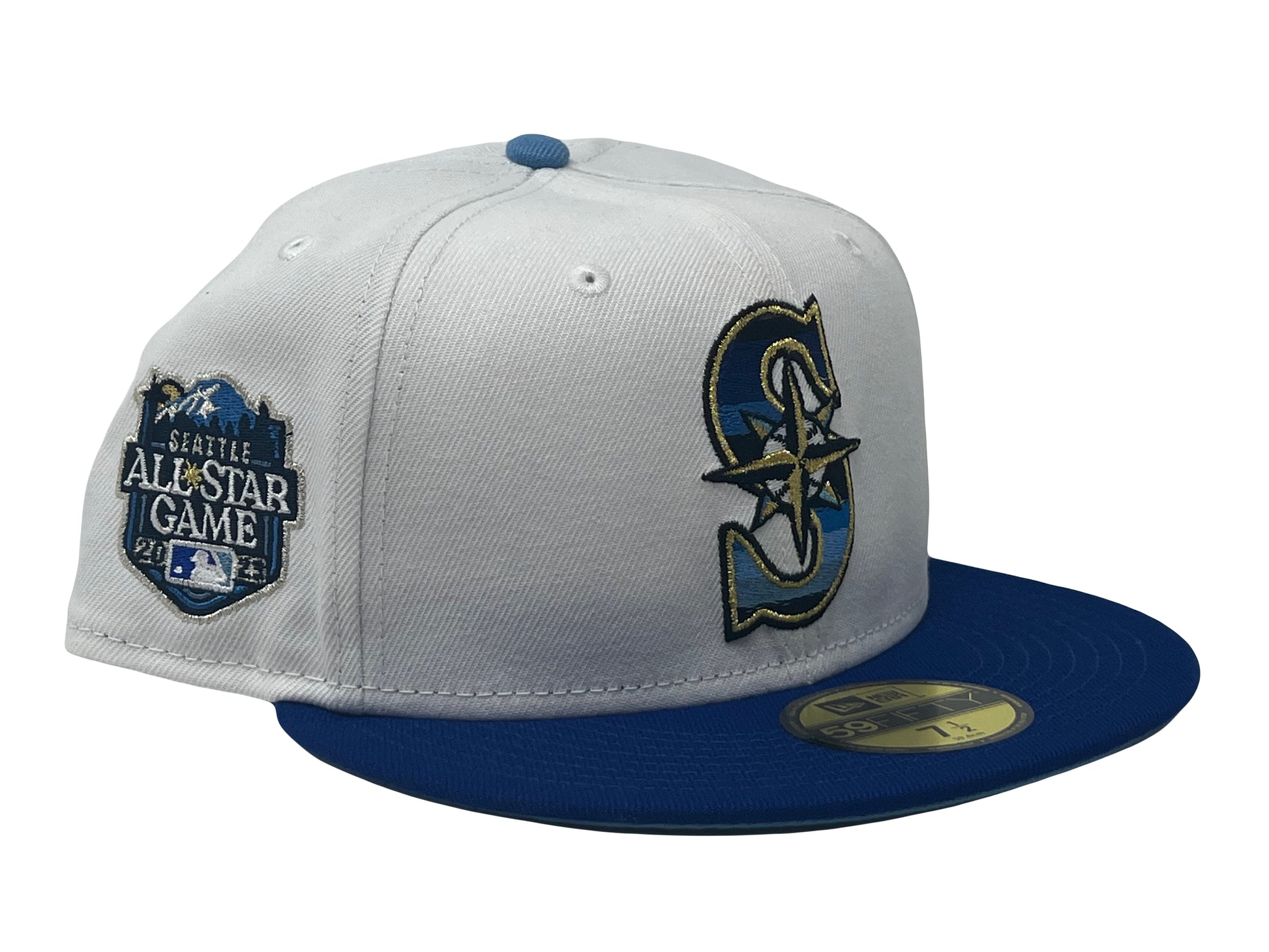 White & Royal Blue Seattle Mariners Faded Logo New Era Fitted Hat