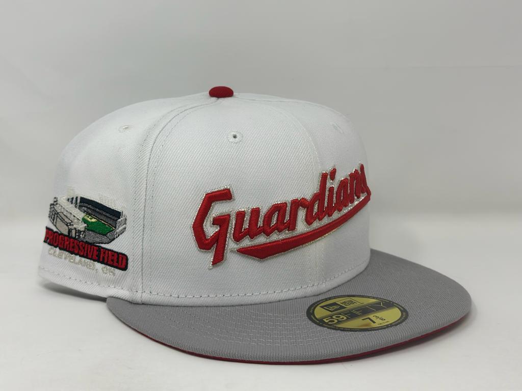 White Cleveland Guardians Progressive Field New Era Fitted Hat