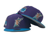 Deep Purple Florida Marlins Blue Jewel Visor New Era Fitted Hat