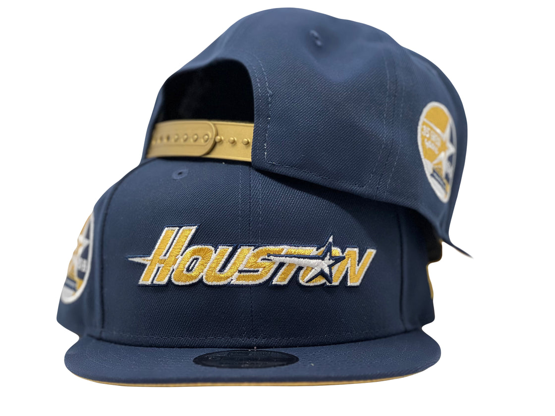 HOUSTON ASTROS 35TH ANNIVERSARY METALLIC GOLD BRIM NEW ERA SNAPBACK