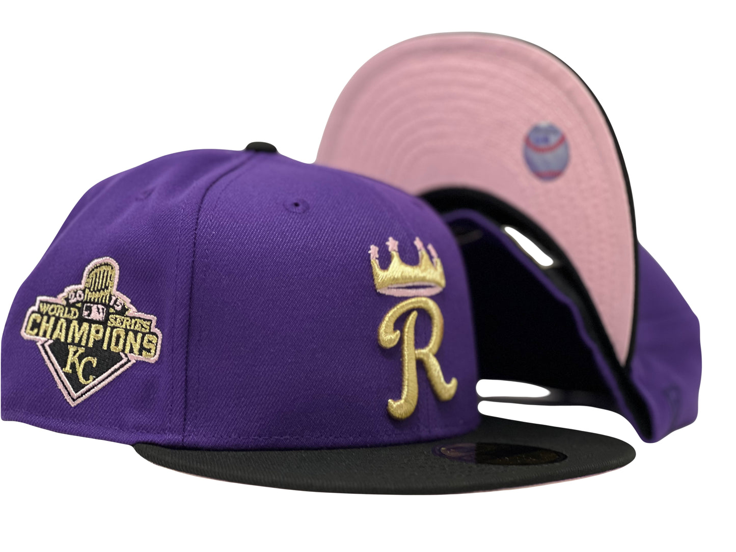 Kansas City Royals 2015 World Series Champions Pink Brim New Era Fitted Hat