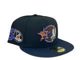  Black Houston Astros Apollo Navy Blue New Era Custom Fitted Hat