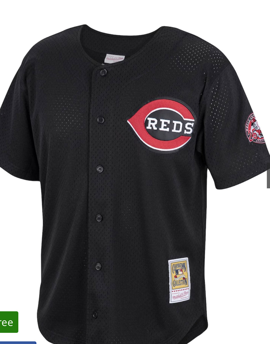 Men's Cincinnati Reds Ken Griffey Jr. Mitchell & Ness Black Cooperstown Collection Batting Practice Jersey