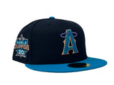 LOS ANGELES ANGELES 2002 WORLD CHAMPIONS NAVY BLUE JEWEL GRAY BRIM NEW ERA FITTED HAT