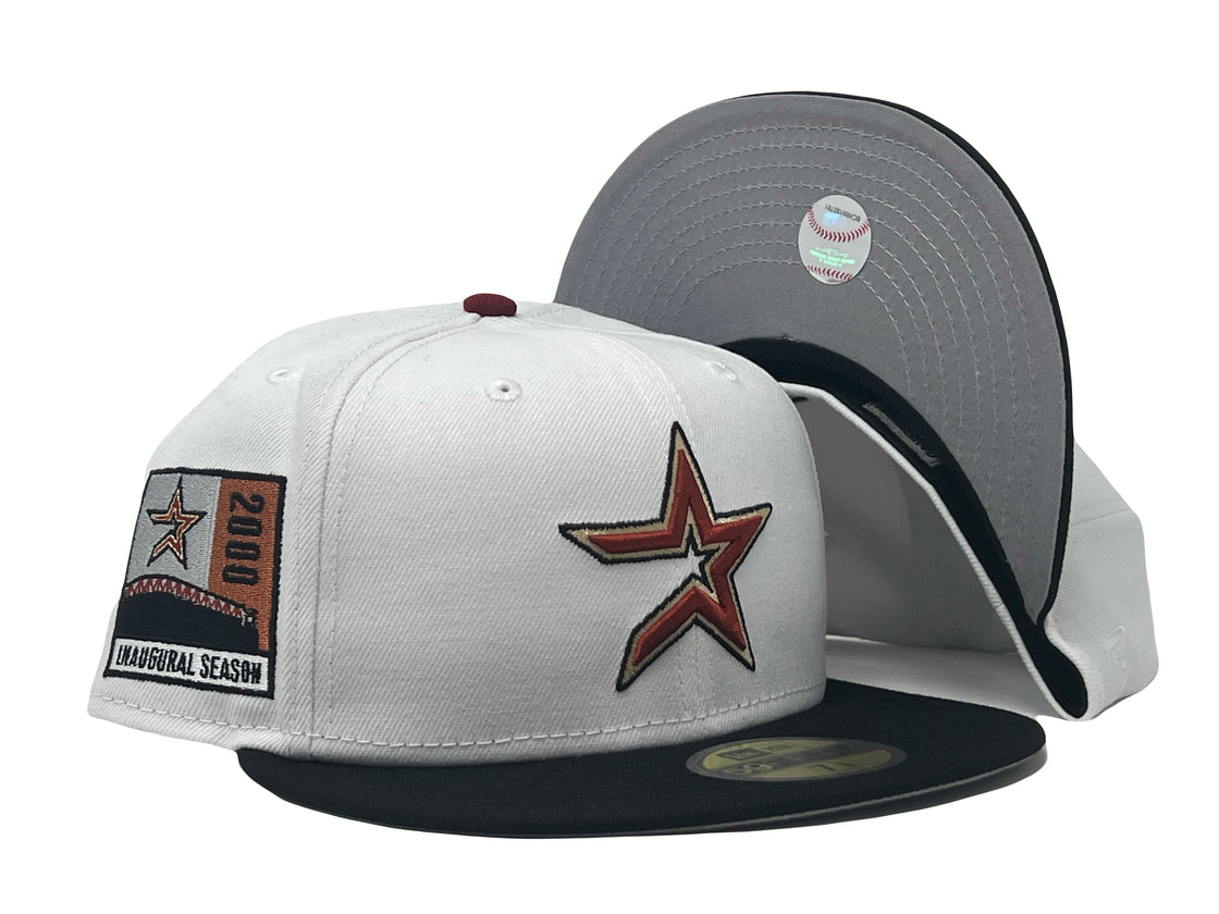 Houston Astros White Black Visor New Era Fitted Hat