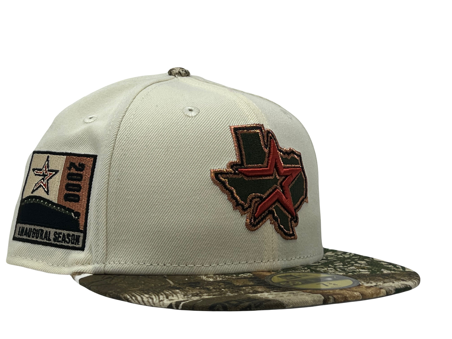 HOUSTON ASTROS 2010 INAUGURAL SEASON CHROME/ REAL TREE VISOR NEW ERA FITTED HAT