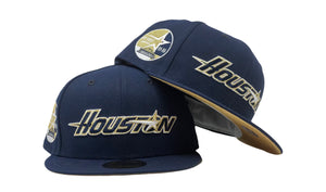 HOUSTON ASTROS 35TH ANNIVERSARY METALLIC GOLD BRIM NEW ERA FITTED HAT
