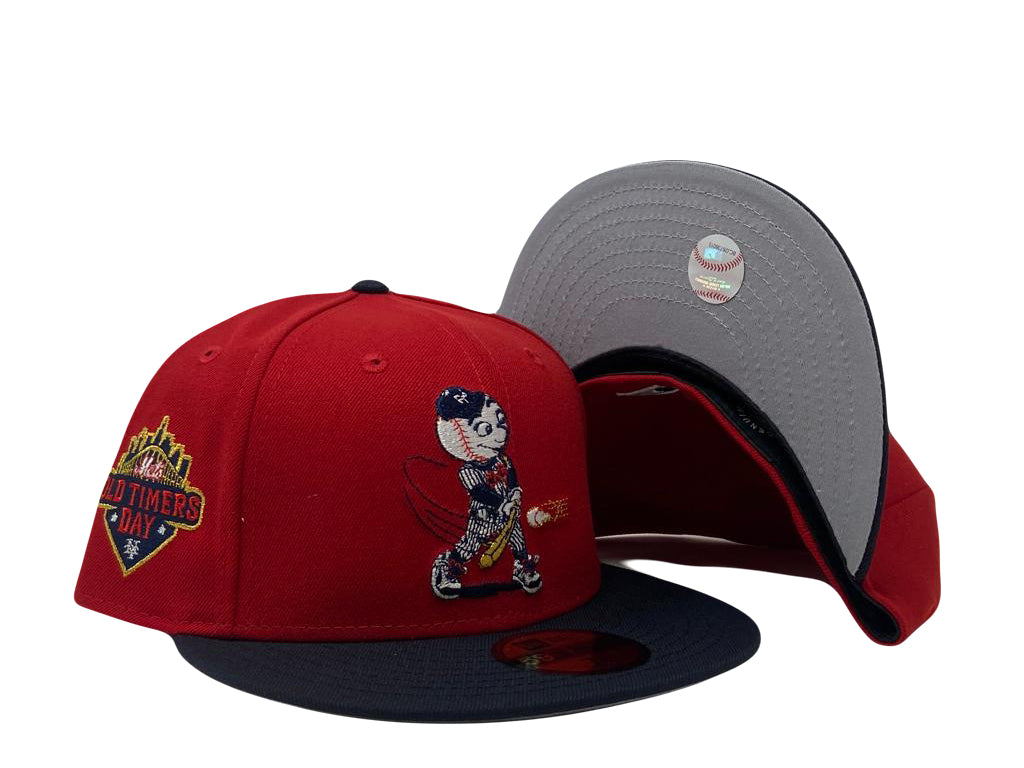Red NY Mets Swinging Mr. Mets Man New Era Custom Fitted Hat