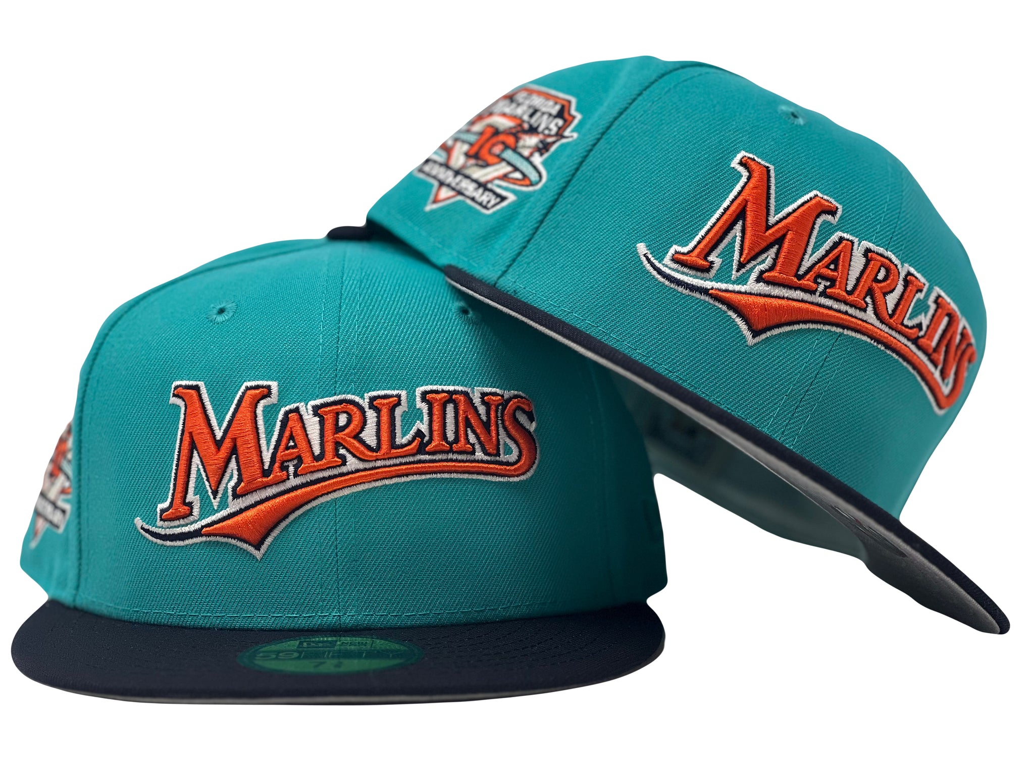 FLORIDA MARLINS 10TH ANNIVERSARY GRAY BRIM NEW ERA FITTED HAT