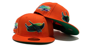 Products Tampa Bay Devil Rays 1998 Inaugural Season Orange Green Brim New Era Fitted Hat