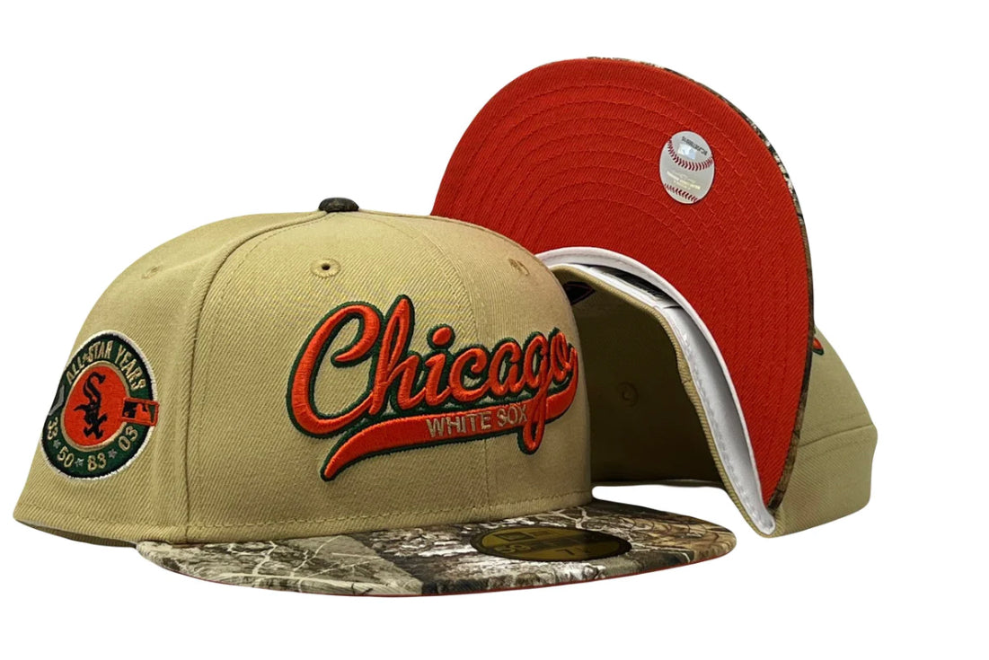 Chicago White Sox 100th Anniversary Real Tree  Orange Brim New Era Fitted Hat