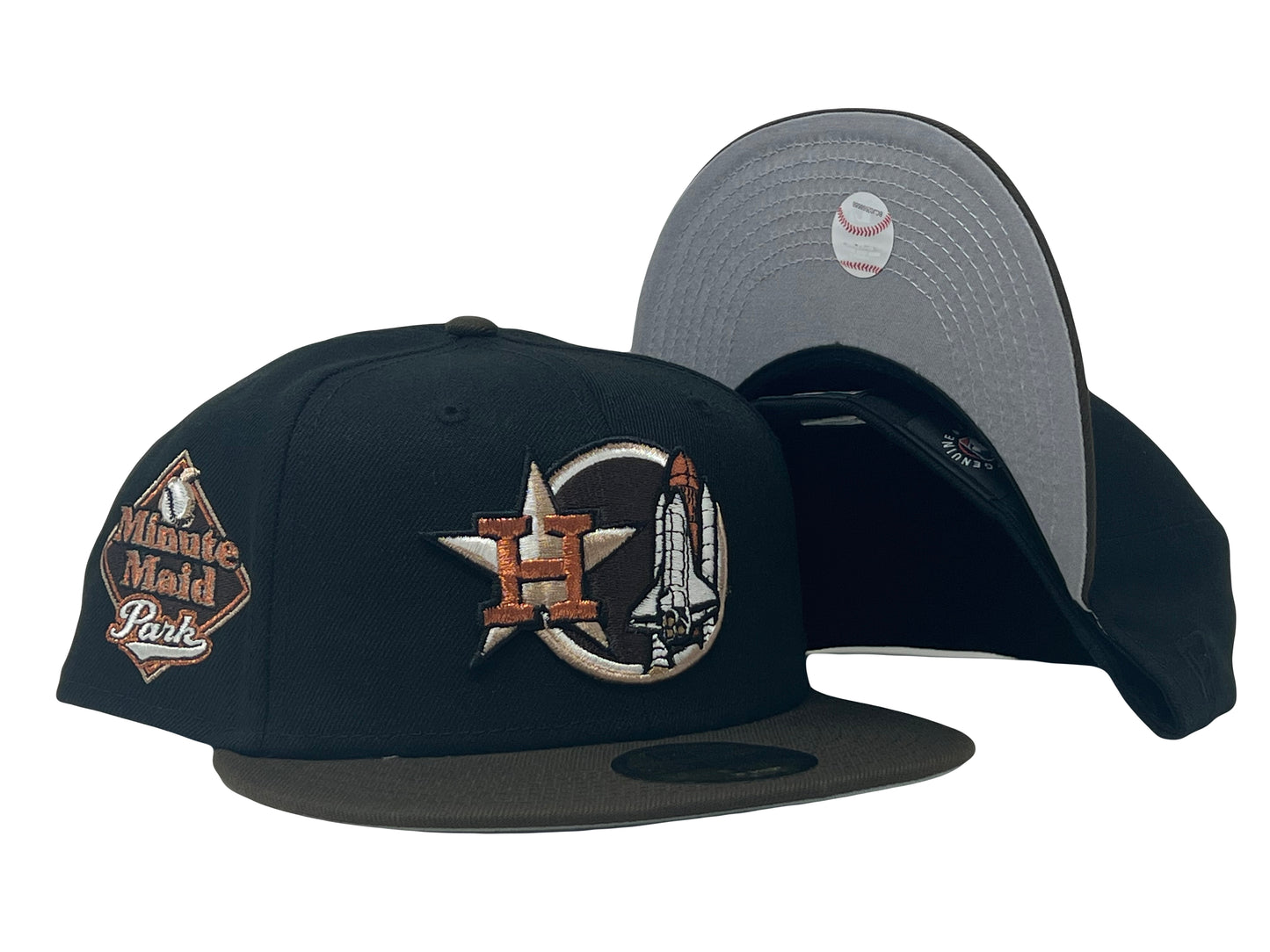Black Brown Houston Astros Custom New Era Fitted Hat