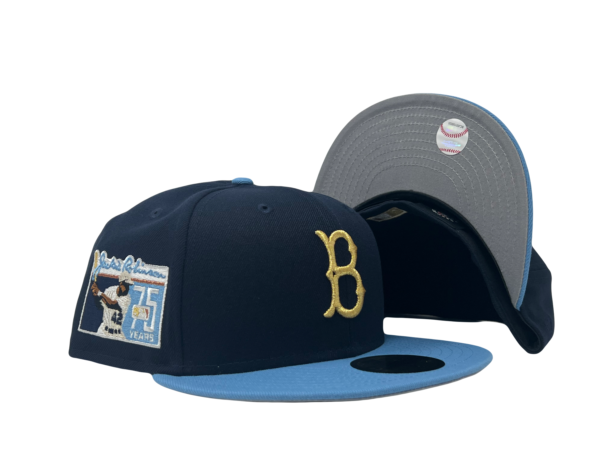 New Era Brooklyn Dodgers Jackie Robinson 75 Years Satin Brim Two Tone  Edition 59Fifty Fitted Hat, DROPS