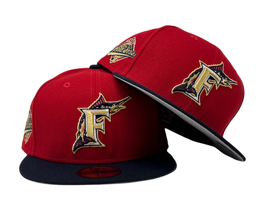 Florida Marlins 1997 World Series Red/ Navy Gray Brim New Era Fitted Hat