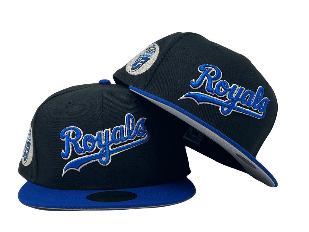Kansas City Royals 25TH Anniversary Black/ Royal Gray Brim New Era Fitted Hat