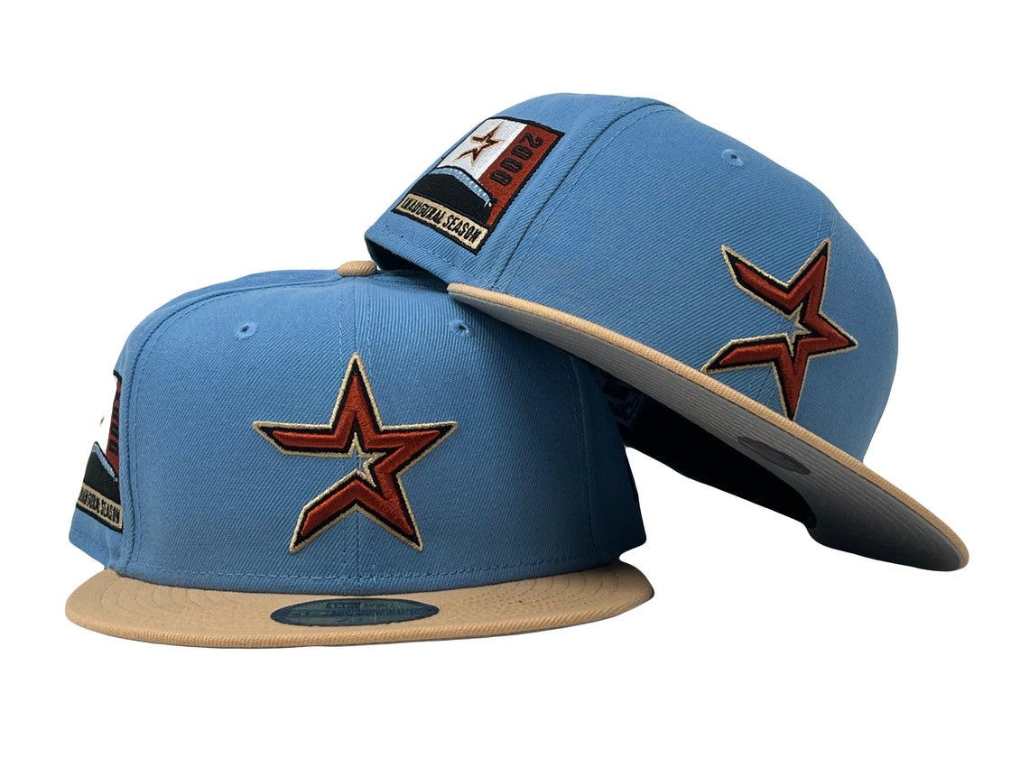 Sky Blue Houston Astros Vegas Gold Visor New Era Fitted Hat