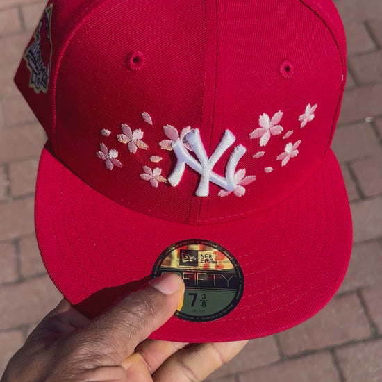 New York Yankees 1999 World Series "Cherry Blossom pack" Fitted Hat-Red