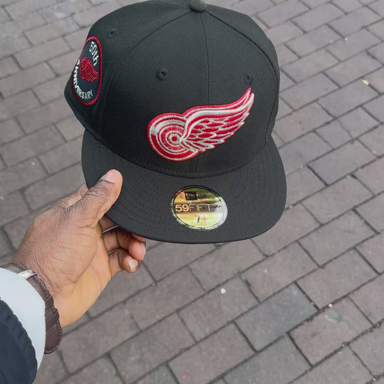 Detroit Redwings 50th Anniversary Red Brim Fitted Hats