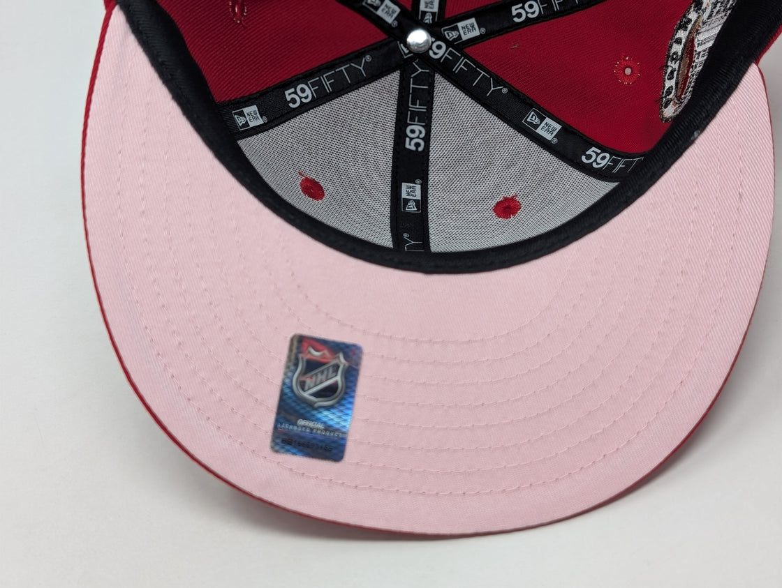 Chicago Blackhawks Pink Brim NHL New Era Fitted Hats- Red