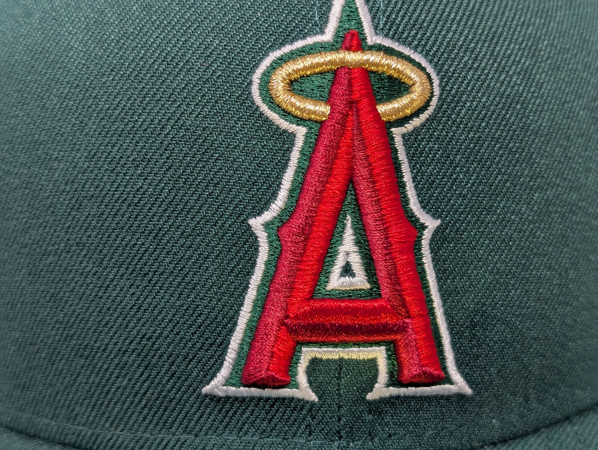 Los Angeles Angels 35th Anniversary Dark Green Pink Brim Fitted Hats