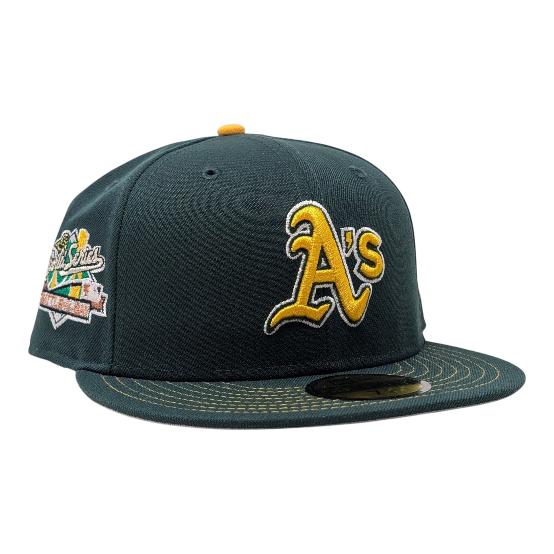 Oakland Athletics Battle of the Bay 1989 World Series Fitted Hats-Green