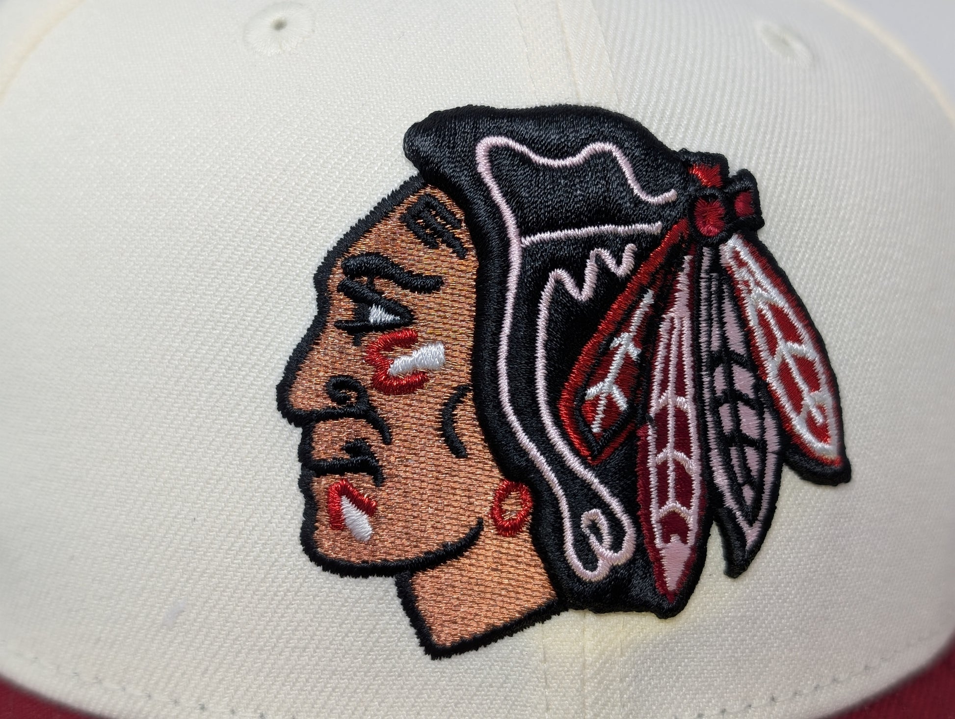 Chicago Blackhawks 1991 All Star Game Pink Brim Fitted Hats Burgundy