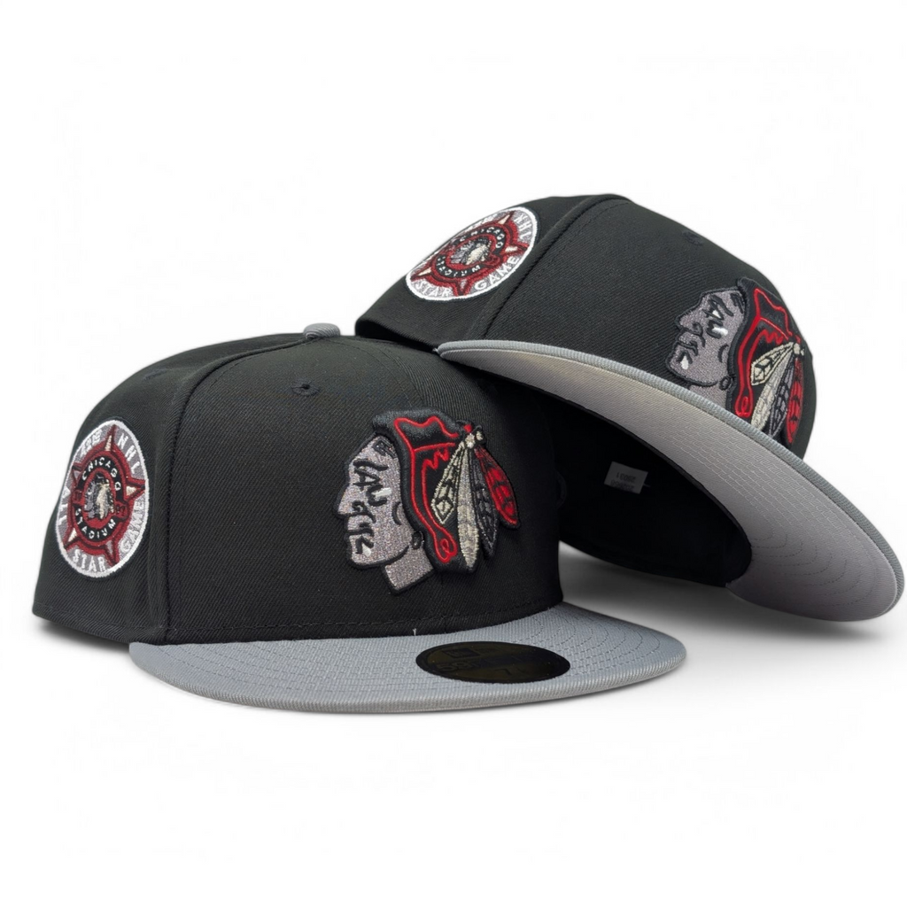 Chicago Blackhawks 1991 All Star Game Fitted Hats- Black Gray