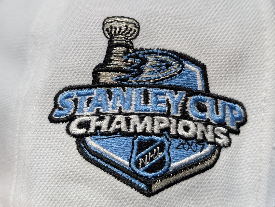Anaheim Ducks Stanley Cup Champions Fitted Hats-White Sky Blue