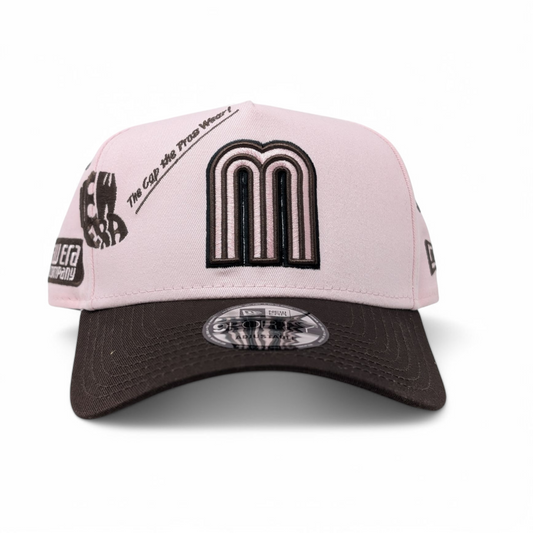 Mexico New Era A Frame Adjustable Hats-Pink Brown