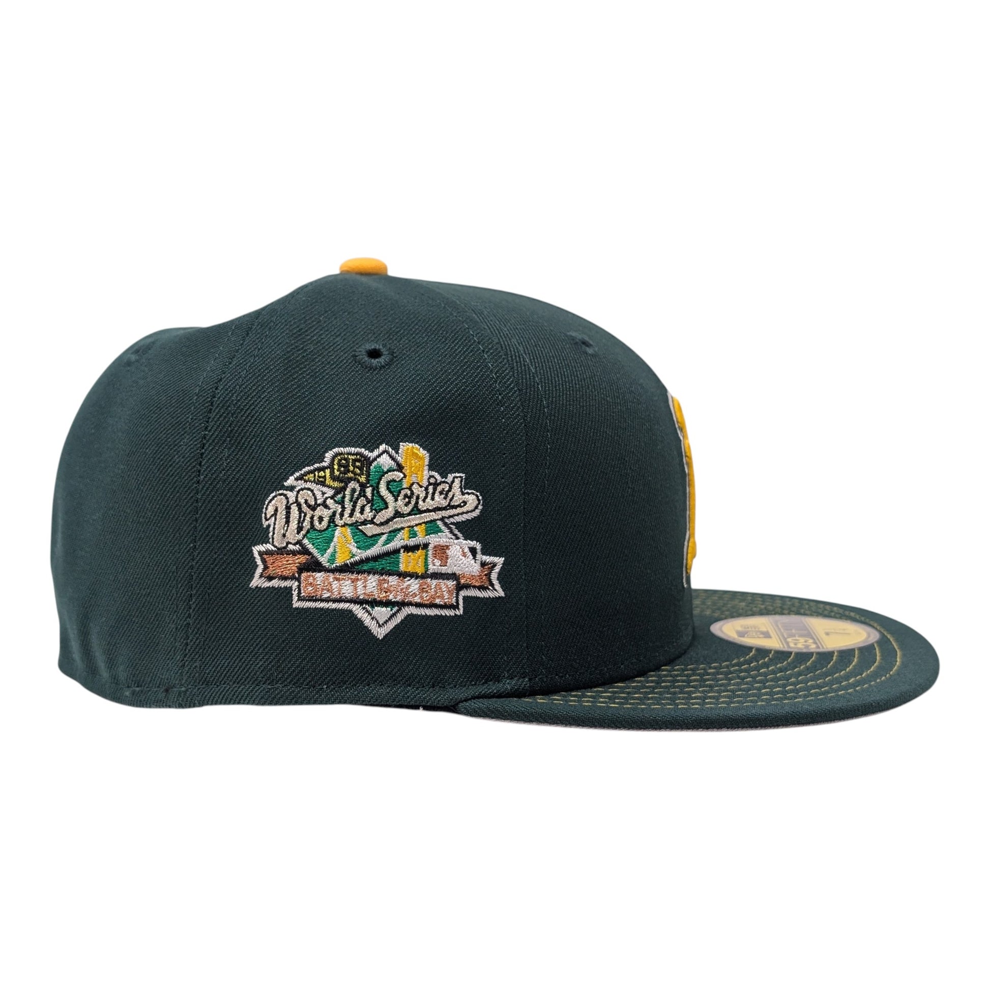 Oakland Athletics Battle of the Bay 1989 World Series Fitted Hats-Green