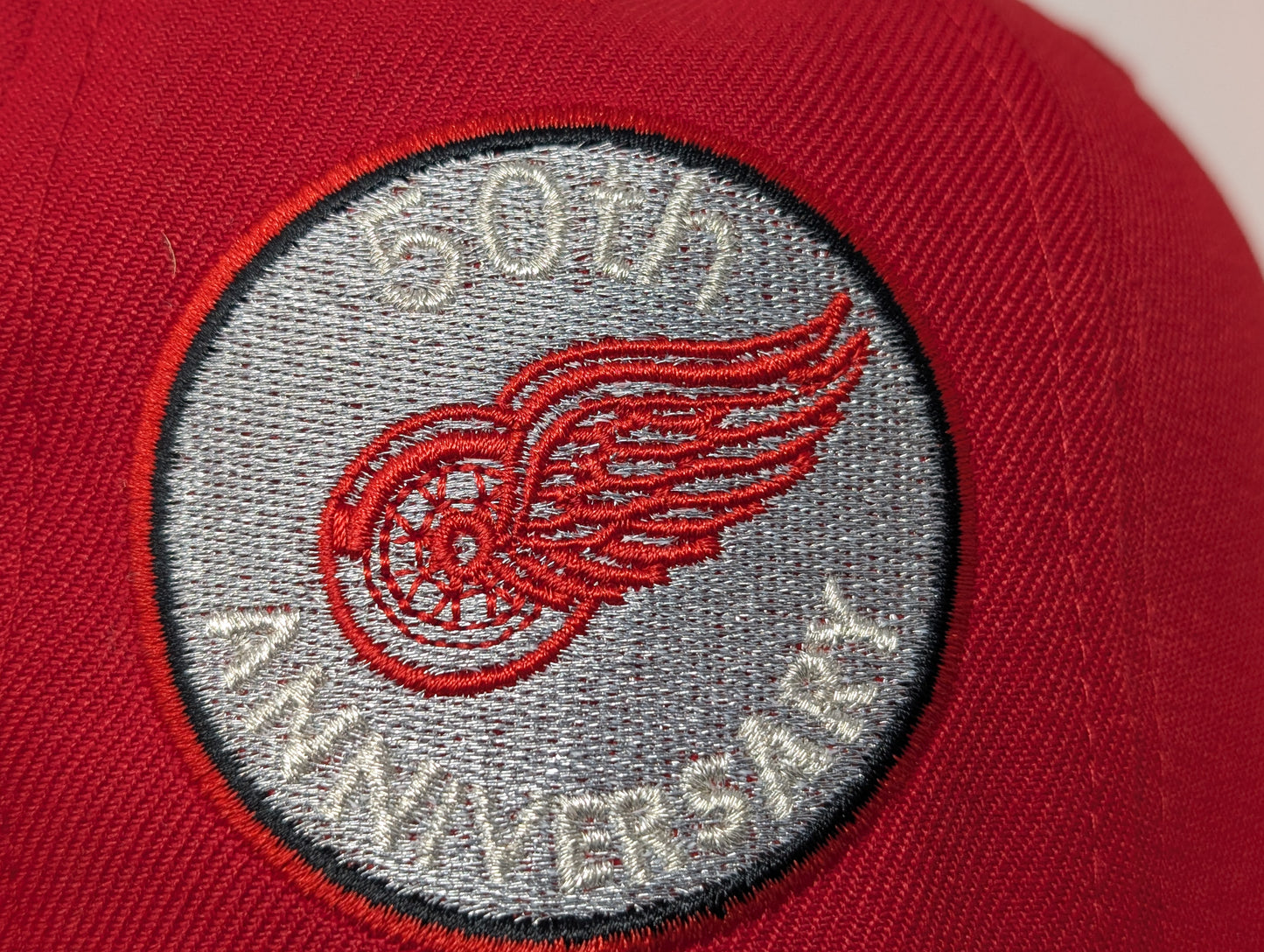 Red Detroit Redwings 50th Anniversary 59Fifty NHL New Era Fitted Hats