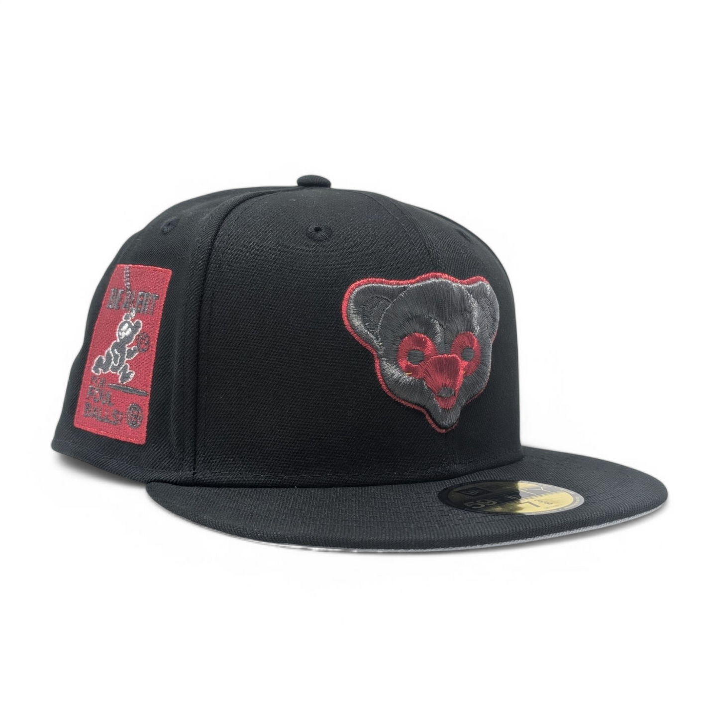 Chicago Cubs Be Alert Foul Ball Logo New Era Fitted Hats-Black