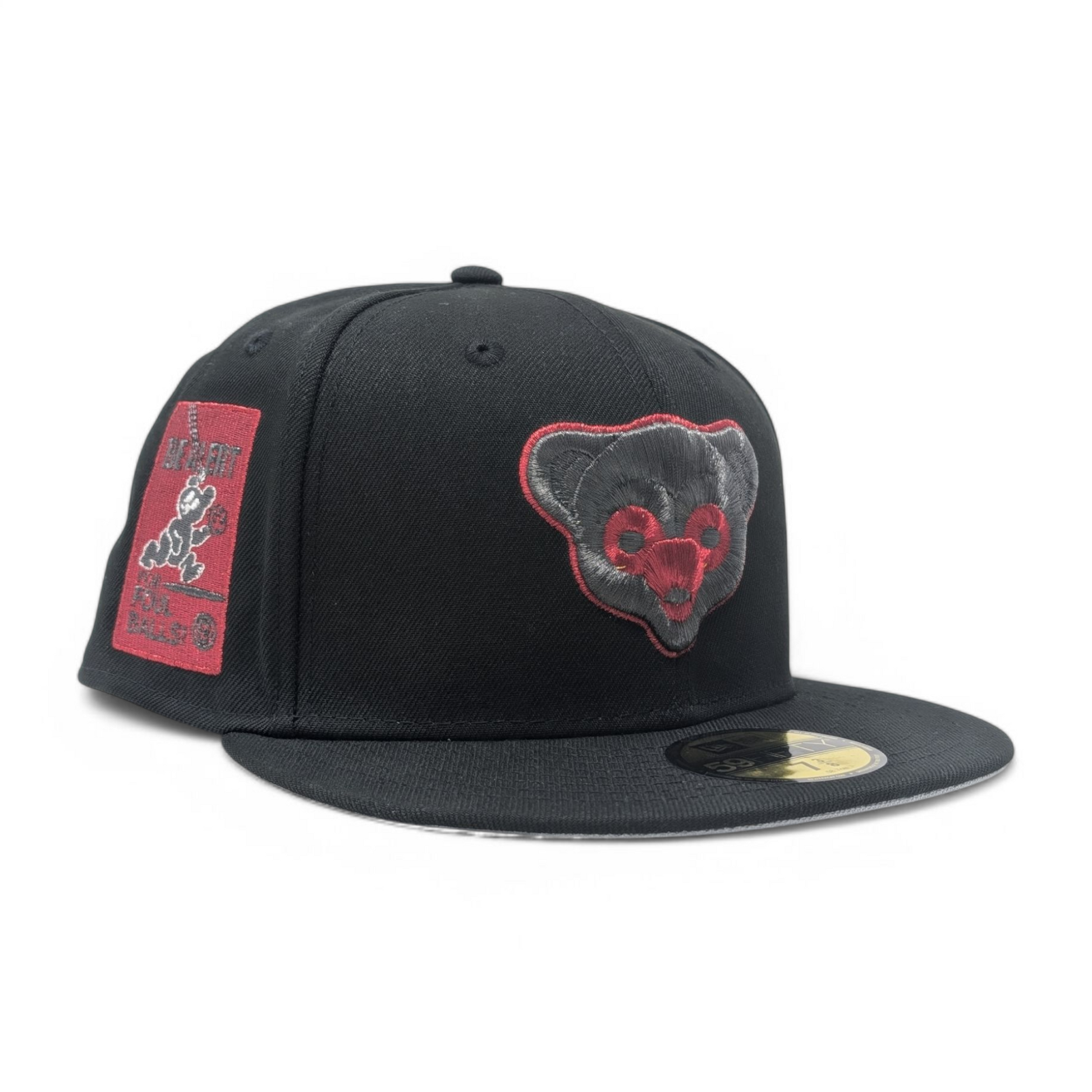 Chicago Cubs Be Alert Foul Ball Logo New Era Fitted Hats-Black