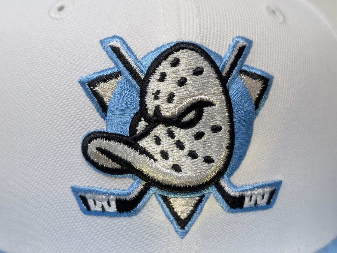 Anaheim Ducks Stanley Cup Champions Fitted Hats-White Sky Blue