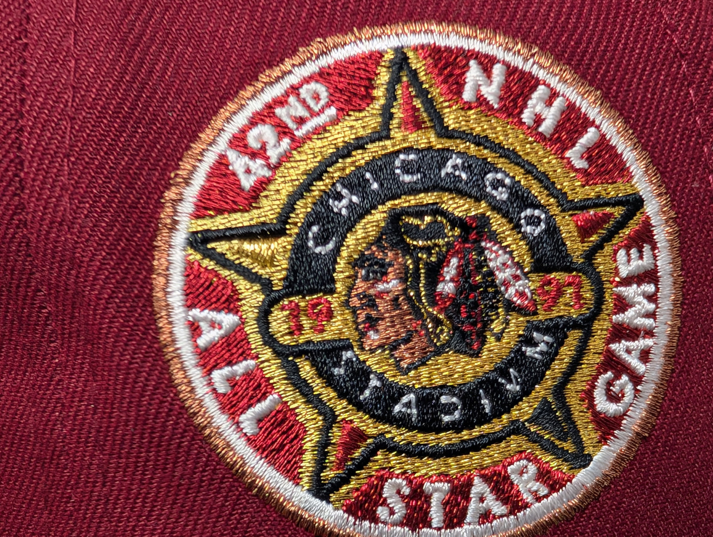 Chicago Blackhawks 1991 All Star Game Fitted Hats-Burgundy Black